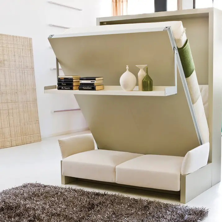 A sofa bed with a bookcase tucked inside, offering clever storage for a more efficient home.