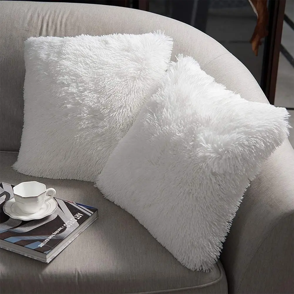farmhouse style faux fur pillow covers are great options to add comfort and warmth to your home during the cold winter days.
