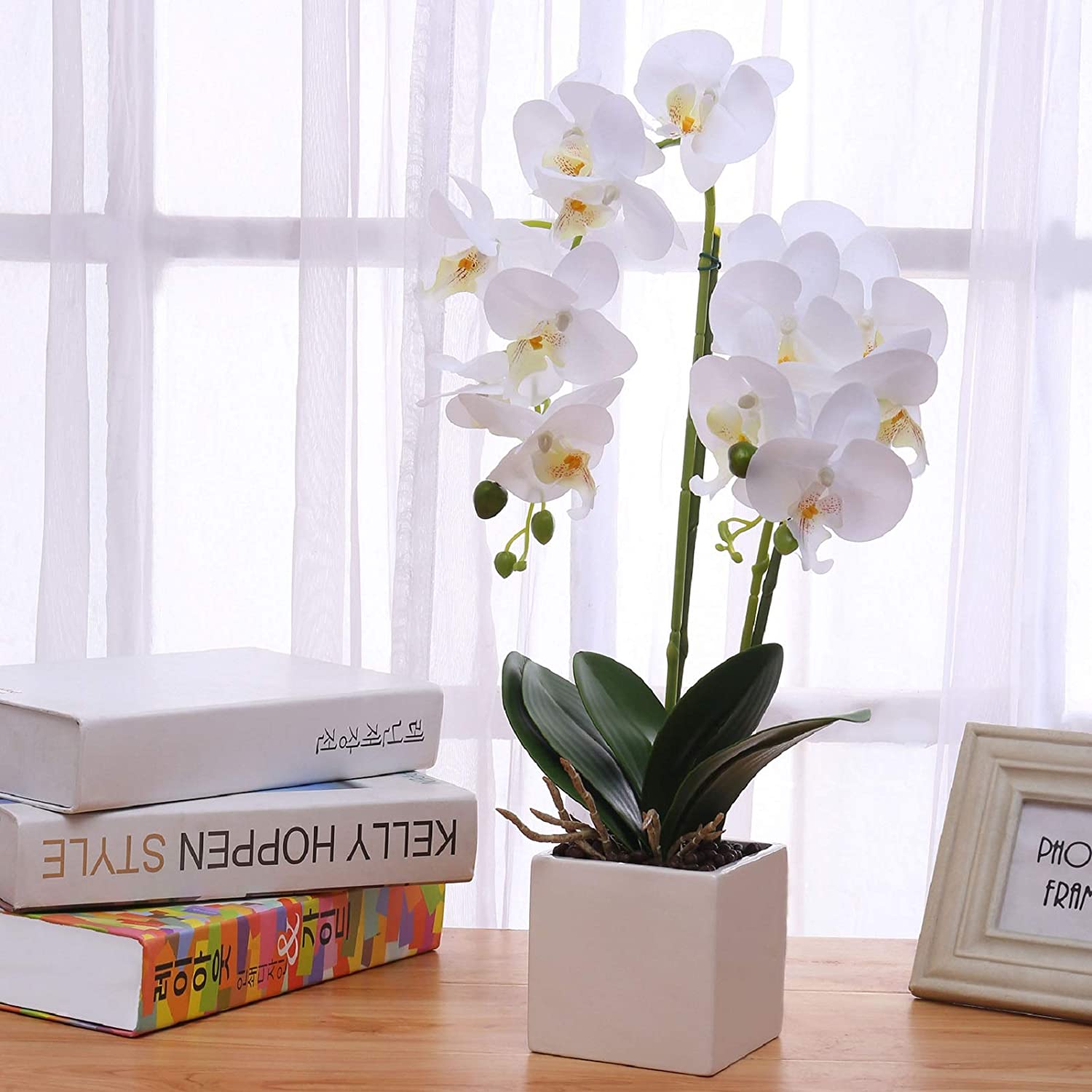 Fake-Orchids-in-Ceramic-Vase