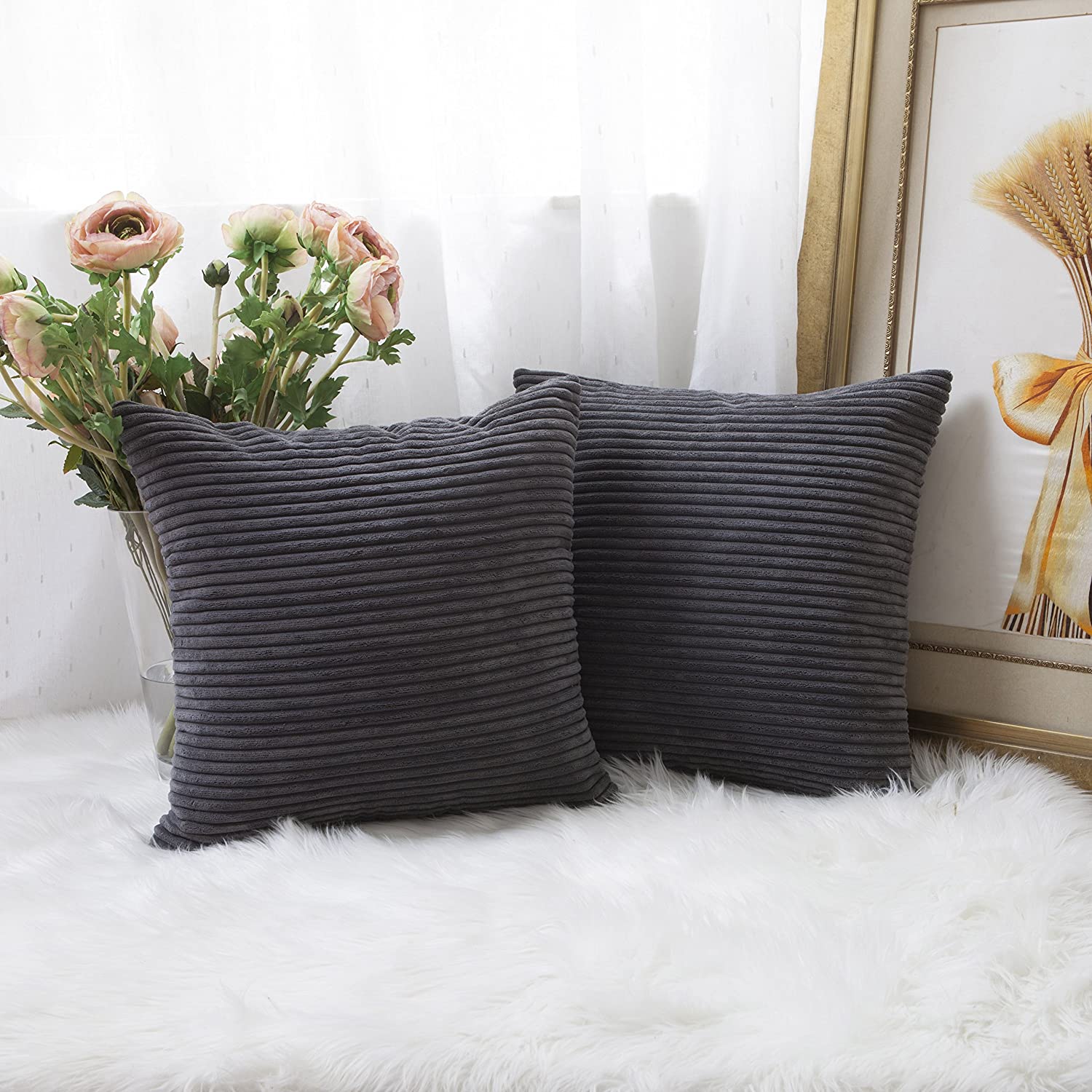 Striped-Velvet-Corduroy-Pillowcases-dark-grey