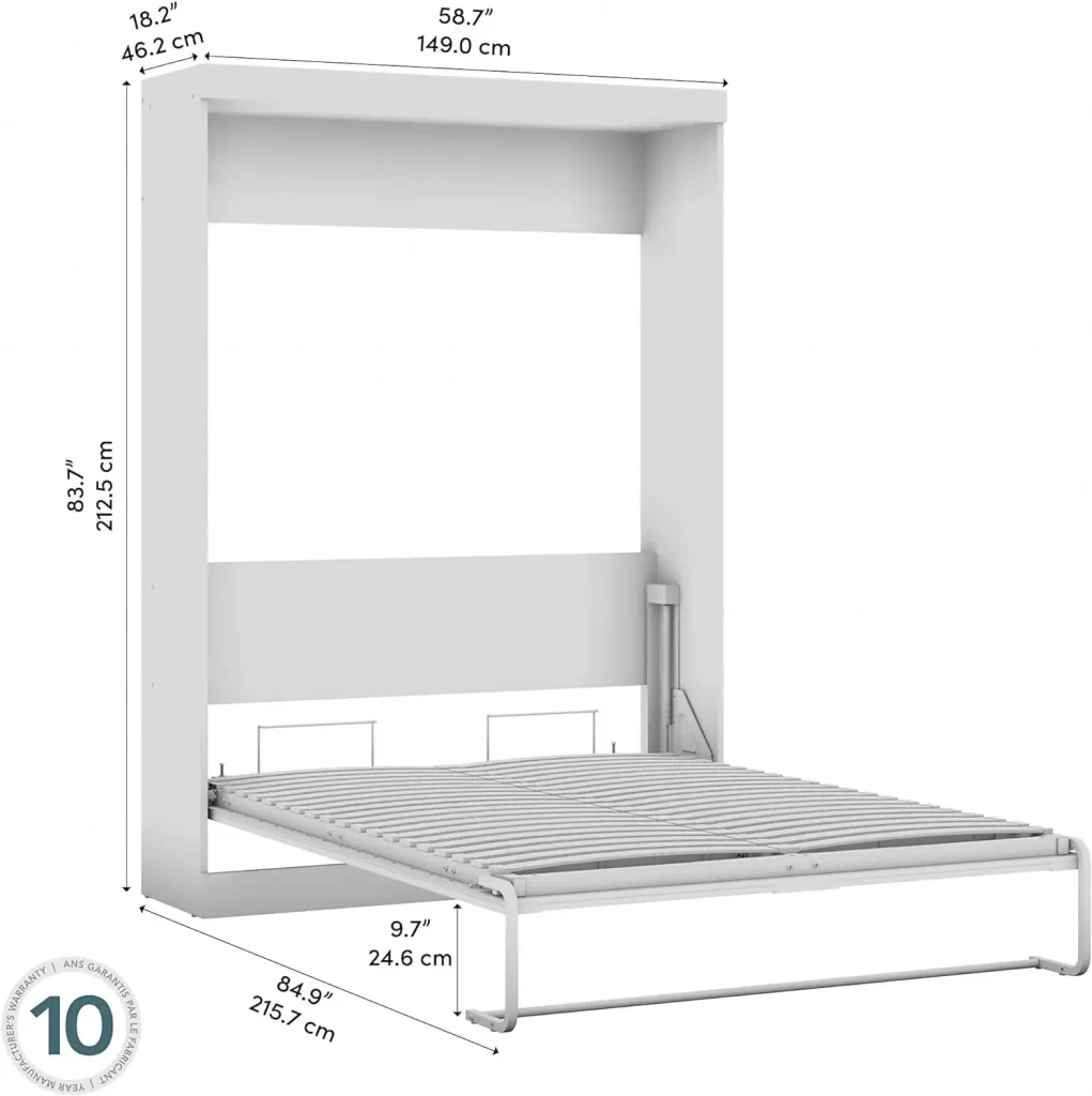 a murphy bed is often available in different sizes such as a double bed with the dimensions given in this example.