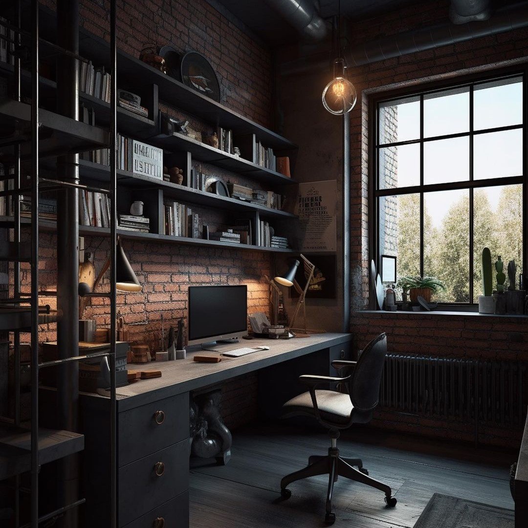 Industrial Chic: Elevate Your Home Office with Rustic Flair