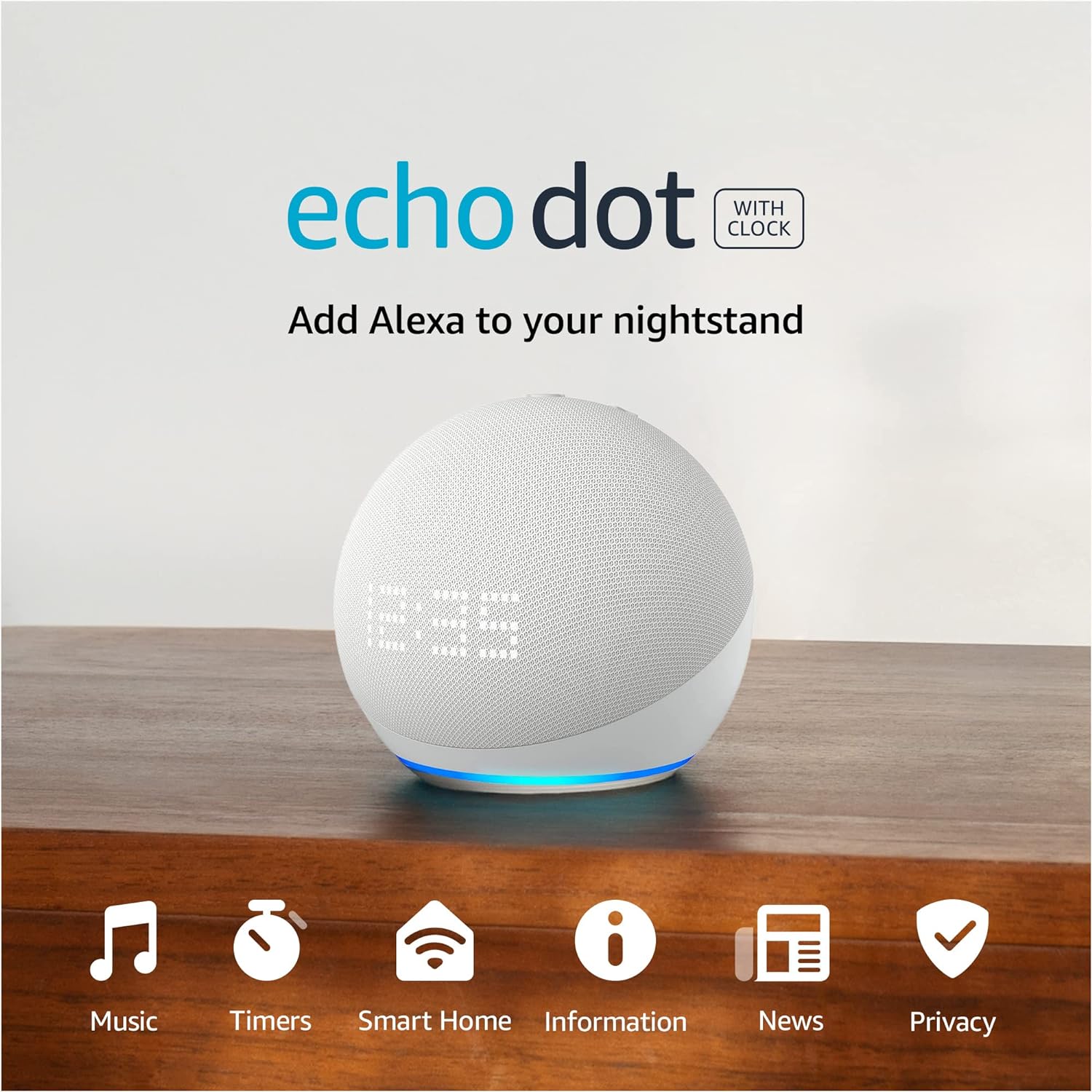 the echo dot smart home speaker with clock from amazon