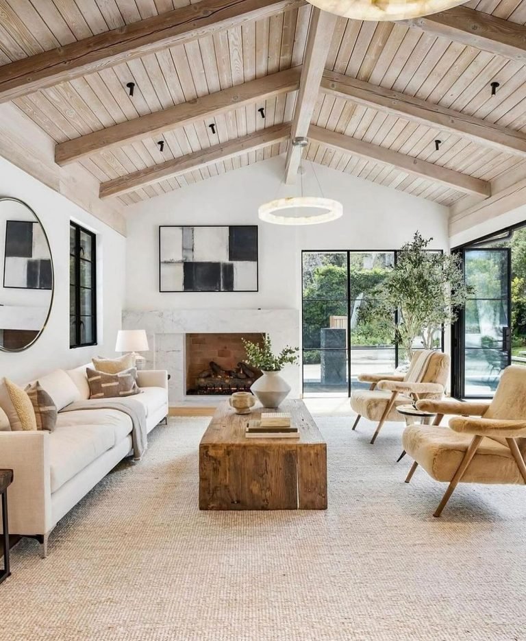 using wooden elements and letting the earthy colors stand out is an easy way to create a living room to soothe your space and soul.