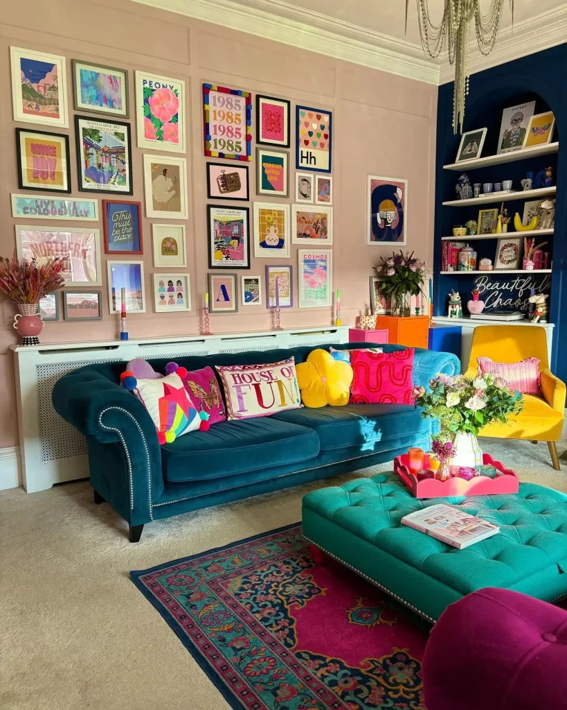 a colorful maximalist living room is the perfect decor style to showcase one's personality and creativity.