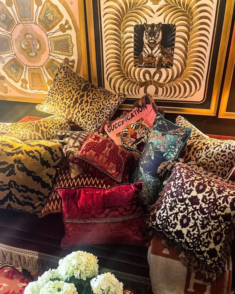 Colorful pillows are a must-have in your maximalist home and they come in various patterns and textures.