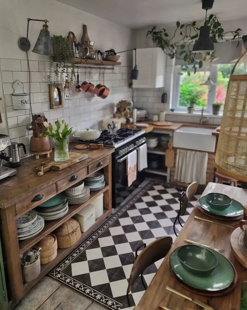 the rustic feel of a cottage kitchen can be made to look timeless with a modern appliance such a stainless steel kitchen stove.