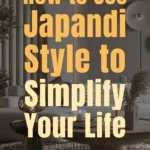 Japandi-inspired living room with minimalist furniture, warm neutrals, natural textures, and clean modern styling.