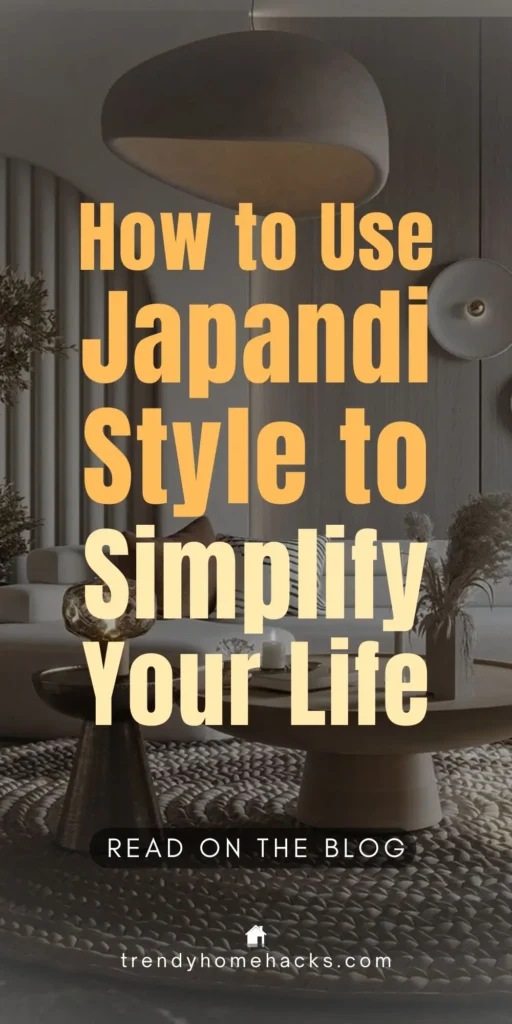 Japandi-inspired living room with minimalist furniture, warm neutrals, natural textures, and clean modern styling.