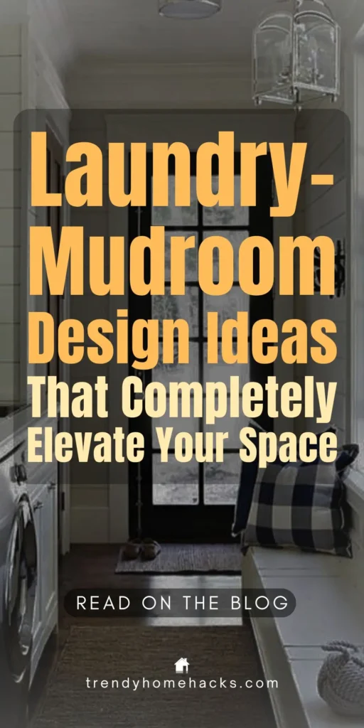 Laundry-mudroom with front-loading washer, built-in bench with plaid cushion, storage cabinets, and a black-framed glass door.