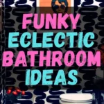 Funky eclectic bathroom with bold wallpaper, graphic patterns, and expressive decor