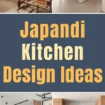 Japandi kitchen design with warm wood cabinets, neutral tones, and minimal modern styling