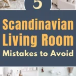 Scandinavian living room mistakes to avoid, featuring light neutral interiors with white sofas, natural wood furniture, minimalist decor, soft textiles, and common Scandinavian design styling errors.