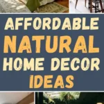 Organic modern home interiors featuring natural decor elements like indoor plants, warm wood furniture, neutral textiles, and nature-inspired accents in living spaces.