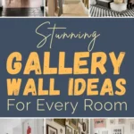 Collage of stunning gallery wall ideas for every room featuring curated art collections, staircase gallery walls, eclectic frame arrangements, and stylish wall decor for living spaces and home offices.