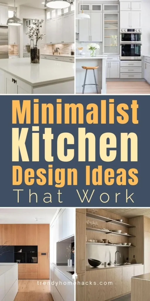 Minimalist kitchen design ideas featuring clean white cabinetry, flat-panel wood cabinets, sleek kitchen islands, open shelving, and clutter-free layouts that balance function and modern style.