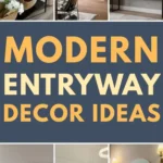 Examples of modern entryway decor featuring sleek console tables, statement mirrors, neutral color palettes, and contemporary styling