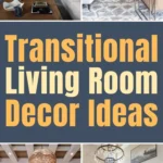 Transitional living room decor featuring neutral sofas, elegant accent furniture, layered textures, and modern lighting that blend classic and contemporary style.