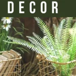 Wire basket decor styled with greenery, plants, and natural accents, showcasing rustic farmhouse organization and decorative storage ideas.