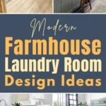 Modern farmhouse laundry room design ideas featuring shaker cabinets, farmhouse sink, wood accents, and stylish storage solutions.
