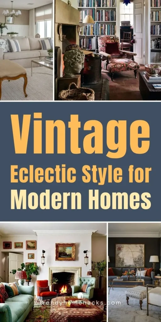 Vintage eclectic style living rooms mixing antique furniture with modern decor elements.